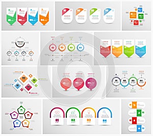 Big collection of colorful infographic.      Can be used for workflow layout, diagram, number options, web design